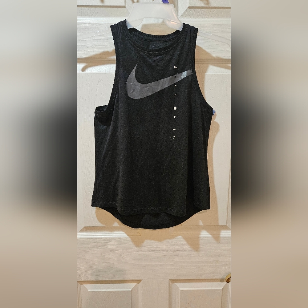Nike Dri Fit Black Tank Top with Swoosh Logo Size S